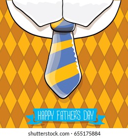 happy fathers day vector cartoon background with color tie and vintage pattern. fathers day vector label isolated on white