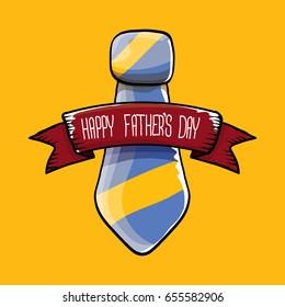 happy fathers day vector cartoon background with color tie and ribbon with greeting text. fathers day vector label isolated on orange background