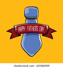 happy fathers day vector cartoon background with color tie and ribbon with greeting text. fathers day vector label isolated on orange background