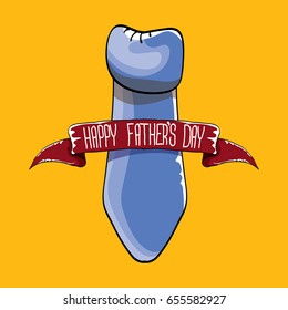 happy fathers day vector cartoon background with color tie and ribbon with greeting text. fathers day vector label isolated on orange background