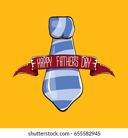 happy fathers day vector cartoon background with color tie and ribbon with greeting text. fathers day vector label isolated on orange background
