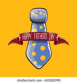 happy fathers day vector cartoon background with color tie and ribbon with greeting text. fathers day vector label isolated on orange background