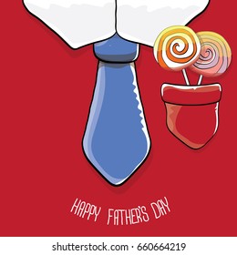 happy fathers day vector cartoon background with color tie and candy. fathers day vector greeting card