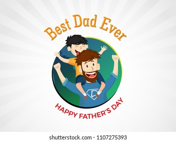 Happy Father's Day vector characters background with father and son
