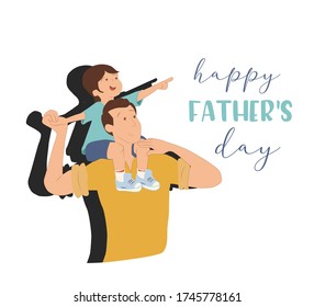 Happy Father's Day Vector Design with boy on fathers shoulder