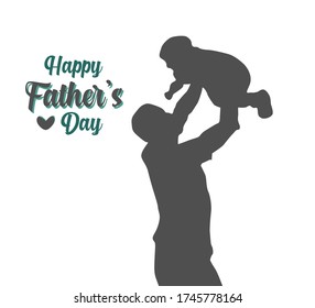 Happy Father's Day Vector Design with father holding boy in the air