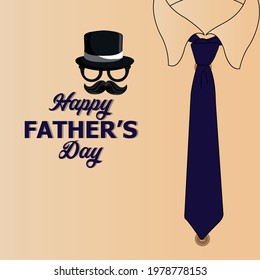 Happy fathers day vector design concept with mostache and hat