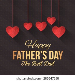 Happy Father's Day Vector Design. Hanging Hearts Symbol, Announcement and Celebration Message Poster, Flyer