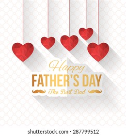 Happy Father's Day Vector Design. Hanging Hearts Symbol on White Background, Announcement and Celebration Message Poster, Flyer