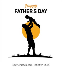 Happy FATHER'S DAY vector design.father holding his son in his hand.