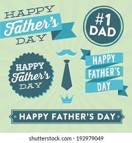 Happy Father's Day Vector Element Set - Ribbons and Labels