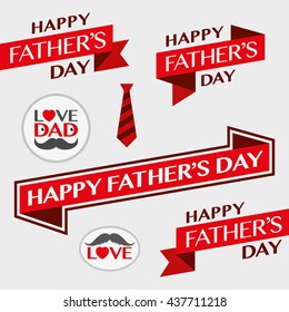 Happy Father's Day Vector Element Set - Ribbons and Labels