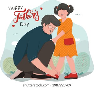 Happy father's day vector of father and daughter 