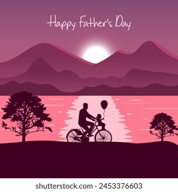 Happy fathers day vector. Father and son vector. Father and children vector.