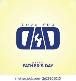 Happy father's day vector, father' s day typo design, Happy Father's Day with dad and children