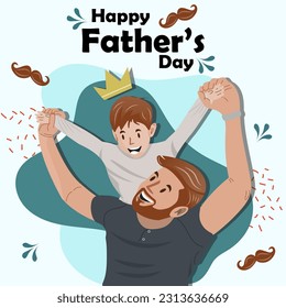 happy fathers day vector flat illustration flat vector