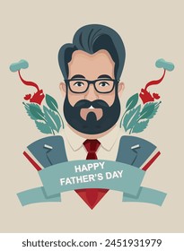 happy father's day vector graphics design, a father smiling
