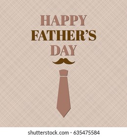 Happy Father's Day. Vector greeting card with mustache and necktie