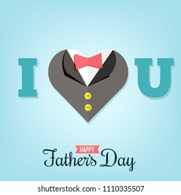 happy father's day vector illustration greeting card. father's day concept with heart shaped tuxedo.