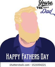 Happy Fathers day vector illustration with father figure image poster postcard greeting card