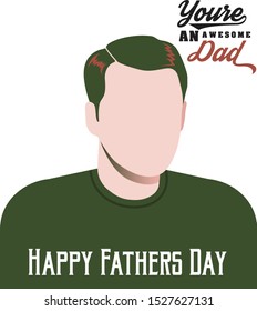 Happy Fathers day vector illustration with father figure image poster postcard greeting card