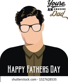 Happy Fathers day vector illustration with father figure image poster postcard greeting card