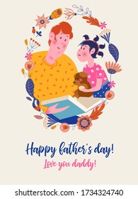 Happy father's day. Vector illustration, greeting card.