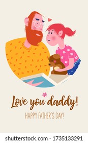 Happy father's day. Vector illustration, greeting card.