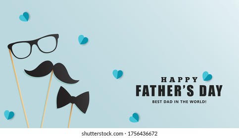 Happy father's day vector illustration Happy father's day background Vector illustration.Happy Father Day Card ,design for greeting card, poster, banner, printing.Mustache,glasses and bow tie vector.