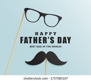 Happy father's day vector illustration Happy father's day background Vector illustration.Happy Father Day Card ,design for greeting card, poster, banner, printing.Mustache and glasses vector.