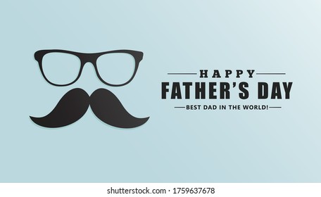 Happy father's day vector illustration with mustache and glasses background. Fathers day banner.