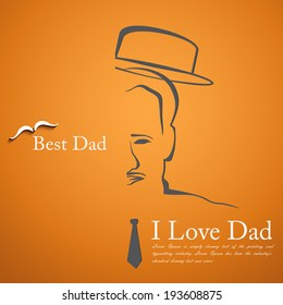 Happy Father's day Vector illustration background design and greeting gift card in retro and grange style.. eps10