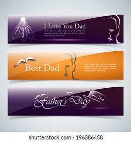 Happy Father's day Vector illustration background design and greeting gift card and 3 set of banner style.. eps10