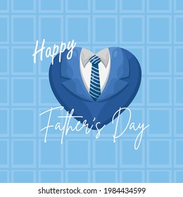 Happy Father's Day Vector Illustration with Love Symbol and Blue Color Theme