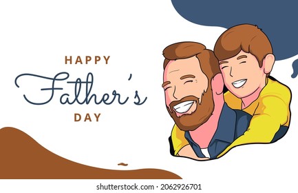 Happy Father's Day Vector Illustration For Greeting Card Cute Father and Son.