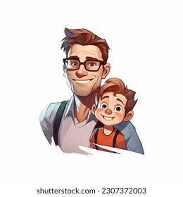 happy father's day, vector illustration of a father and his child