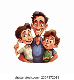 happy father's day, vector illustration of a father and his child