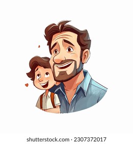 happy father's day, vector illustration of a father and his child