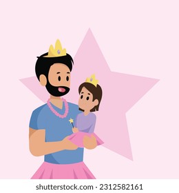 Happy Father's Day vector illustration Art, father love with his kids