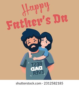 Happy Father's Day vector illustration Art, father love with his kids