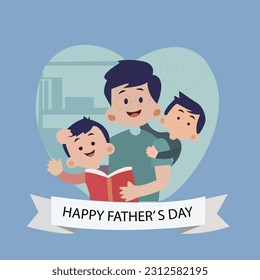Happy Father's Day vector illustration Art, father love with his kids