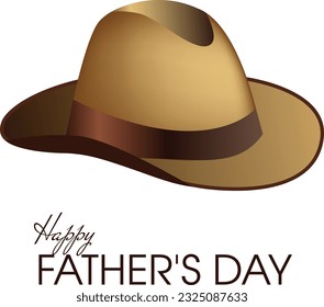 Happy Father's Day, vector illustration of hat and tie with inscription