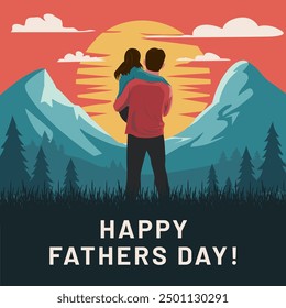 Feliz Día de los Padres Ilustración vectorial, Padre e Hija Vector