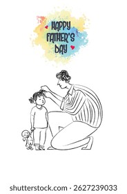 Happy Father's Day vector illustration of a kids style crayon drawing art
