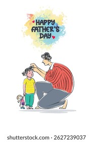 Happy Father's Day vector illustration of a kids style crayon drawing art