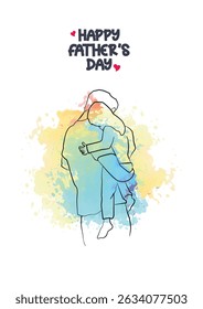 Happy Father's Day vector illustration of a kids style crayon drawing line art