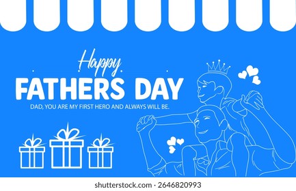 Happy Father's Day Vector Illustration with Gift and Love Icons