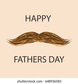 Happy Father's Day. Vector illustration of thick mustache with text on light background.