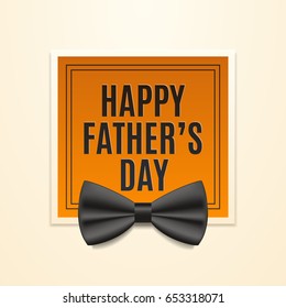 Happy father's day vector illustration. 18 June. Dad greeting with bow tie in square