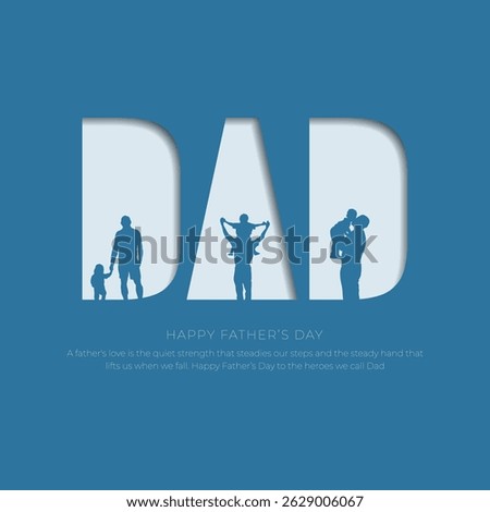 Happy father's day Vector Illustration Of father and son silhoutte. Happy Father's Day Greeting Card, banner, poster.
